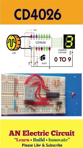 CD4026 LDR Digital Counter Circuit | Light Pulse Counter 0-9 Display | #shortsfeed #shorts #viral