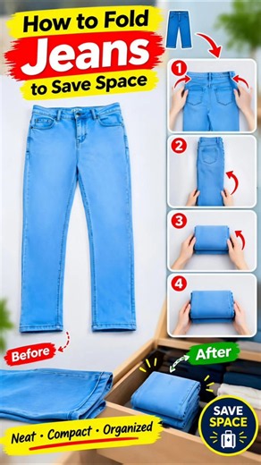 How to Fold Jeans to Save Space | Easy Folding Hack