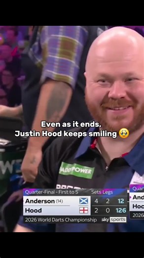 the new hero's run comes to an end. #justinhood #garyanderson #worlds #darts #fyp