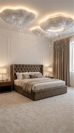 Snowfall Bedroom Transformation ❄️ Luxury Cloud Ceiling Makeover#beforeafter #luxuryinterior