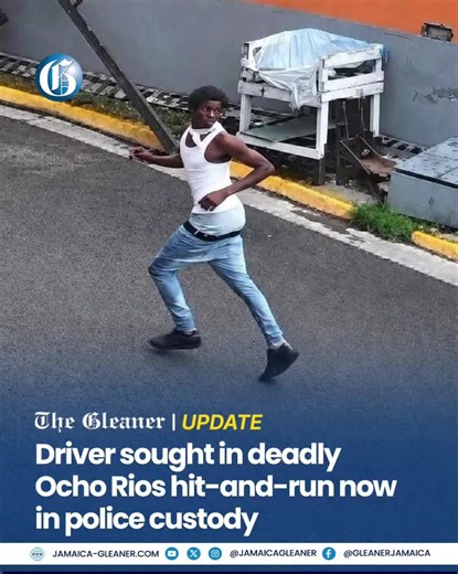 The driver in Saturday morning's fatal hit-and-run crash on Main Street in Ocho Rios, St Ann, is now in police custody. Senior Superintendent Carlos Russell, head of the St Ann Police Division, told The Gleaner that the suspect was handed over to the police by a relative. The crash claimed the life of a pedestrian who was later identified as Claudette Thorpe. GLNRToday