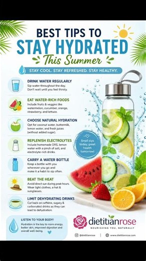 💧 Best Tips to Stay Hydrated This Summer | Healthy Hydration Tips | DietitianRose # shorts #viral