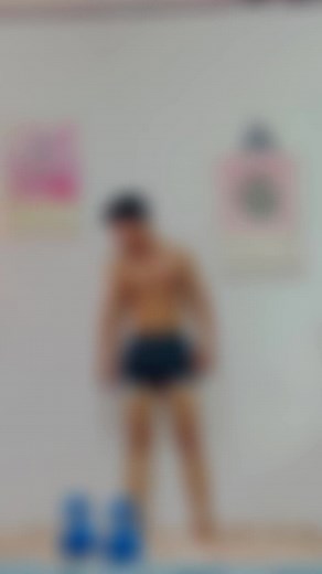 Fitness Poses and Muscle Flexing in Home Gym