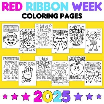 Red Ribbon Week Coloring Pages | Drug-Free Coloring Activities for Preschool