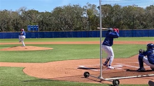 Max Scherzer throws live batting practice at camp