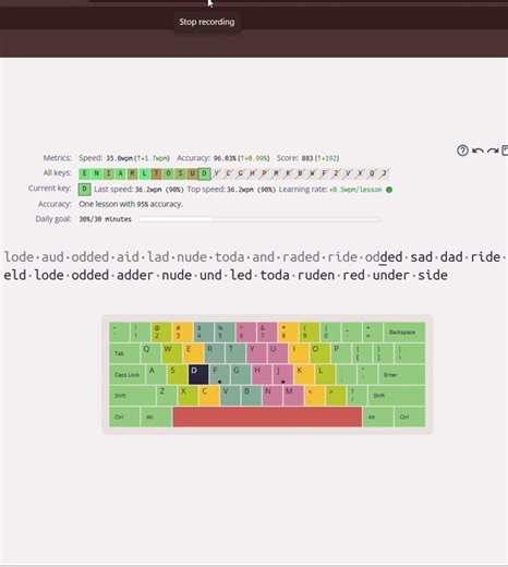 Day Thirteen of practicing typing on keybr.com #typing #typingtest #keyboard #coding #typingpractice