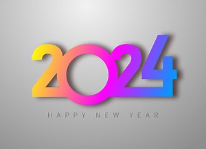 Happy new year 2024 vector illustration. Colorful design, trendy...