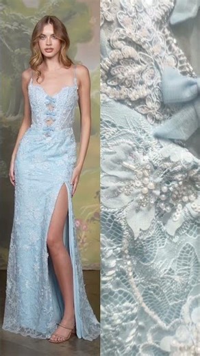 Andrea & Leo A1499 Blue Lace Prom Dress | Romantic Couture Prom 2026