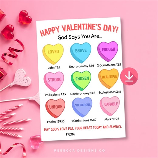 Valentine's Day Bible Verse Scripture Cards for Kids Church Valentines Christian Valentine Sunday School Valentine Bible Study Card Activity - Etsy