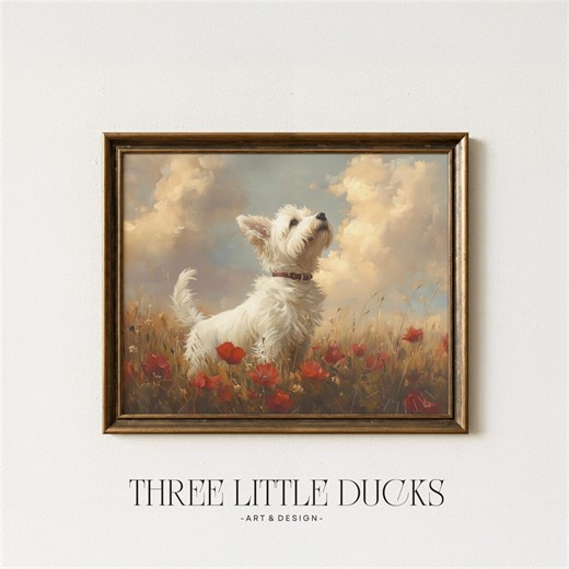 Vintage West Highland Terrier Art Print | Cottagecore Dog Decor | Westie Terrier Digital Download 19 - Etsy UK