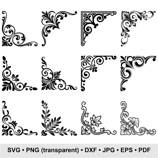100  Ornamental Corners SVG Bundle, Decorative Borders & Divider SVG Cut File for Cricut, Scrollwork Clip Art, Vintage Decor Commercial Use - Etsy