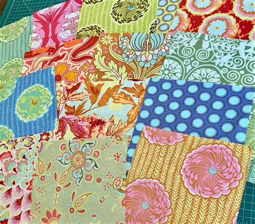 Remnant Fabric Pack, Amy Butler Soul Blossoms Blue Green Orange Yellow Cotton Quilting Floral Twilight Peony Fuchsia Tree - Etsy UK