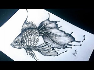 INK PEN DRAWING | HOW TO DRAW A BEAUTIFUL FISH | #papercuttingart | #rainbowart | #charcoaldrawing