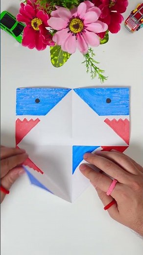 Origami Shark 🦈 Easy Paper Craft for Kids 🙌 #craft #kids