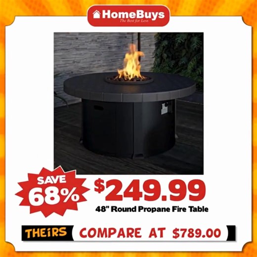 Fire up the night with savings that sizzle! 🔥 Our 48" round propane fire pit table is a steal at just $249.99, a massive 68% off the compare at price of $789.00. We have many styles and selection varies by store. Get ready to gather with family and friends and make new memories. 📍 𝗣𝗶𝗰𝗸𝗲𝗿𝗶𝗻𝗴𝘁𝗼𝗻: 𝟭𝟭𝟳𝟭 𝗛𝗶𝗹𝗹 𝗥𝗱 𝗡 📍 𝗠𝗼𝗿𝗲𝗵𝗲𝗮𝗱 𝗞𝗬: 𝟯𝟲𝟰 𝗣𝗶𝗻𝗲𝗰𝗿𝗲𝘀𝘁 𝗗𝗿𝗶𝘃𝗲, 𝗠𝗼𝗿𝗲𝗵𝗲𝗮𝗱 - 𝙁𝙤𝙧𝙢𝙚𝙧 𝘽𝙖𝙧𝙜𝙖𝙞𝙣 𝙊𝙪𝙩𝙡𝙚𝙩 📍 𝗧𝗼𝗹𝗲𝗱𝗼 𝗥𝗼𝘀𝘀𝗳𝗼𝗿𝗱: 𝟵𝟴𝟴
