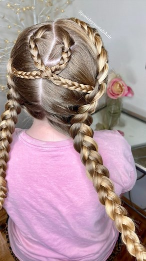 14K views · 89 reactions | Here’s a fun spin on traditional pigtail braids! We started with a french twist and transitioned into a dutch lace braid by only adding into one side of the braid. Don’t forget the fun cross cross braids in the back! Give it a try and spice traditional up!  | Paisley’s Petals | Facebook