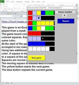 Sort by Color A Game in Excel VBA Fourth game