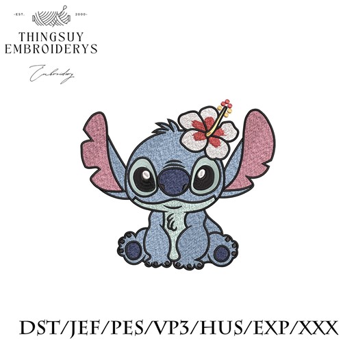 Floral Alien Machine Embroidery Design, Blue Monster With Flower Embroidery, Cartoon Machine Embroidery, Instant Download Pattern 6 Sizes - Etsy