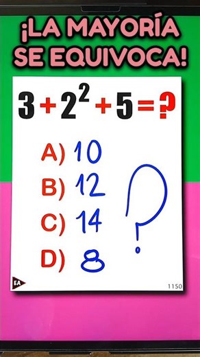 What is the result of: 3 + 2² + 5 = ❓️😉 Can you solve it without a calculator? 🤯 #maths #mathemat...