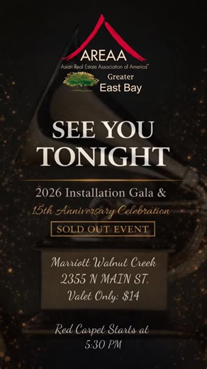 AREAA Greater East Bay | It’s finally here — the AREAA Greater East Bay 2026 Installation Gala & 15th Anniversary Celebration Event Details: • Red Carpet &... | Instagram
