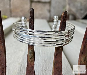 Thin Hammered Silver Cuff Bracelet: Handcrafted Boho Jewelry - Etsy