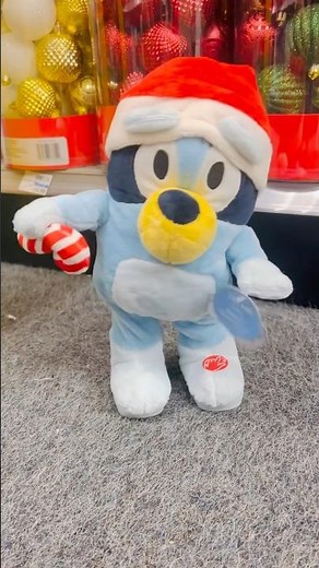 BLUEY Animatronics Christmas Holiday Animated Dancing Plush with Santa Hat and Candy Cane #blueytoys