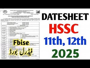 Fbise intermediate date sheet 2025 | 12th class date sheet 2025 | class 11 date sheet 2025