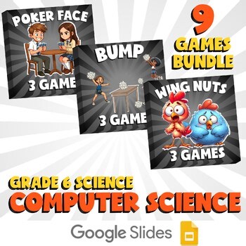 9 No Prep Science Games Bundle B - Computer Science - Grade 6 Review Activity