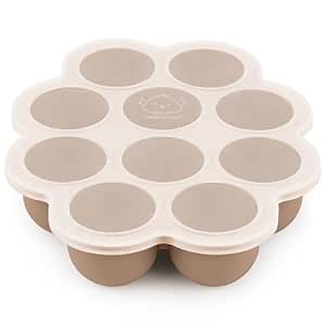 KeaBabies Silicone Food Freezer Trays with Lid, 2oz x 10 Pods Baby Food Storage Containers, Easy Puree Meal Prep, Breast Milk Silicone Freezer Molds, Dishwasher, Microwave Safe, BPA-Free (Chai Latte)