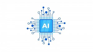 Artificial intelligence chip animation on white and green screen