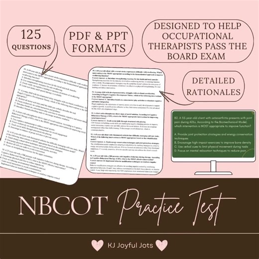 NBCOT Practice Test: 125 Questions With Detailed Rationale (pdf & Ppt) Instant Printable Download OT and COTA Exam Prep Occupational Therapy - Etsy