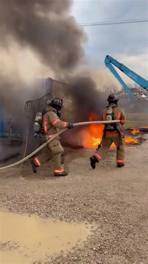 On the scene of a storage unit fire. #firedepartment #firefighter #firefightertiktok #bts