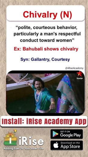 Chivalry (N) #englishclassesintelugu #sscvocabulary #appsc #tgpsc #learnenglish