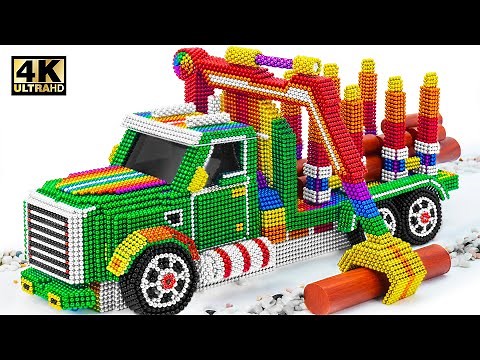 How To Make Timber Truck With 3 Trunks From Magnet Balls | Satisfying And Relaxing ASMR