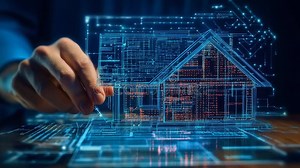 Architect Designing Futuristic Smart Home Using Holographic Projection Technology Stock Footage - Video of design, construction: 405402758