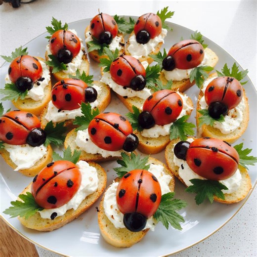 Ladybug Caprese Crostini Recipe | Easy Vegetarian Party Appetizer | Digital Download Food Recipes & Creative Food Ideas - Etsy
