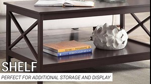 Convenience Concepts Oxford Coffee Table with Shelf, White