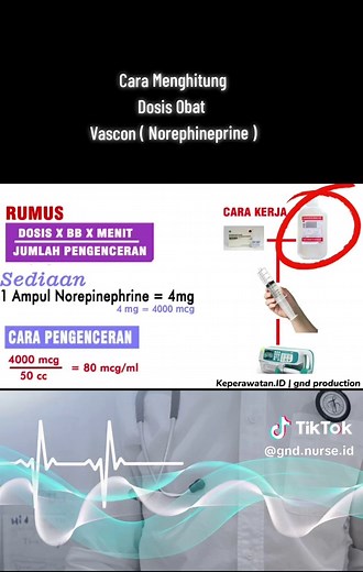 cara menghitung dosis Vaskon norephinefrin #perawat #medis #dokter #bidan #perawat