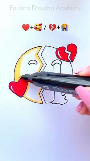 With love VS Broken Heart || Emoji satisfying creative art