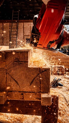 Timber frame posts in the making #shortvideo