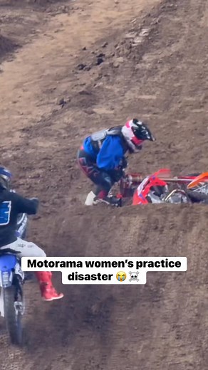 These poor ladies wasted zero time getting familiar with the dirt at Motorama 😭 it all buffed out for race time though they were just getting it out of the way early! #crash #women #motorama #dirtbike #arenacross #racing #fail #motocross | Matt Burkeen