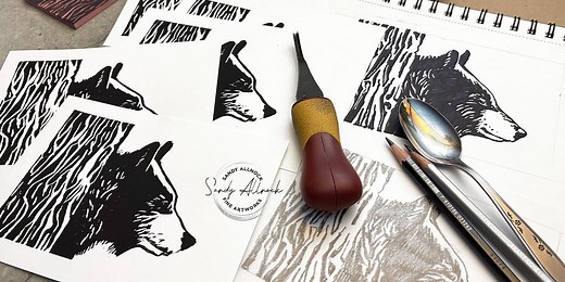 Linoleum Block Printing - bear