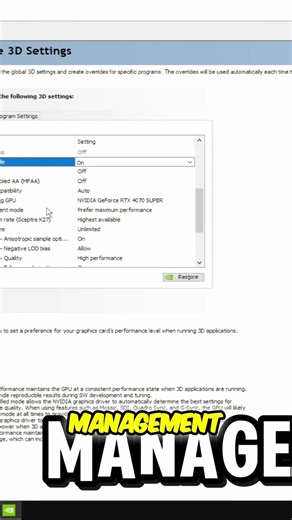 Boost FPS! NVIDIA Settings for MAX Performance NOW! #shorts