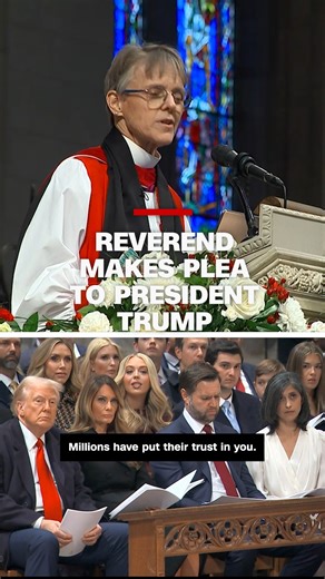 Bishop Mariann Edgar Budde made a direct plea to President Trump during an interfaith prayer service at the Washington National Cathedral, calling for him to have "mercy upon the people in our country who are scared now," notably, immigrants and members of the LGBTQ community. Budde is the bishop for the Episcopal Diocese of Washington. Trump was later asked about the service by a reporter. "I didn't think it was a good service, no," he said. Read more and follow live updates: https://cnn.it/3PL