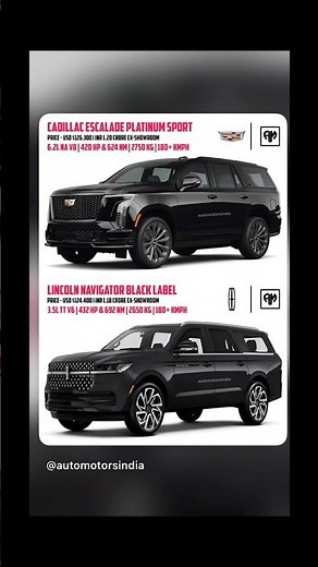 Cadillac Escalade vs Lincoln Navigator | Ultimate Luxury SUV Battle 2026 🚘🔥 #LuxurySUV #usa
