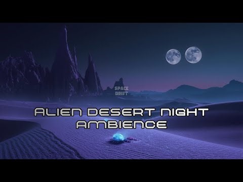 Alien Desert at Night — Windy Bioluminescent Dunes Ambience