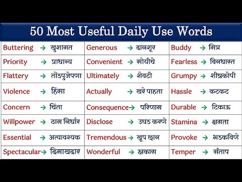 50 Most Useful Daily Use Words | Intermediate Vocabulary Part 1 | English to Marathi Words
