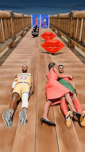 Lebron James vs Ronaldo GTA V New Kiss or Save Run Funny Epic Challenge!