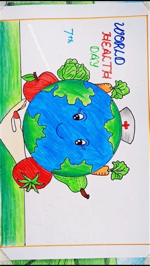 ✨ World Health Day Poster Drawing✨ #drawing #ytshorts #art #easydrawing #healthyfood #healthday