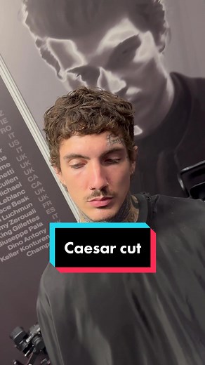 Classic Caesar Haircut with Modern Twist by @deanothebarber